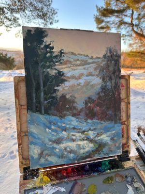 Snowy Embrace plein air
